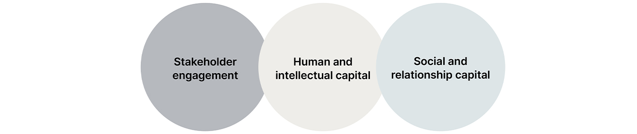 stakeholder engagement, human and intellectual capital and social and relationship capital